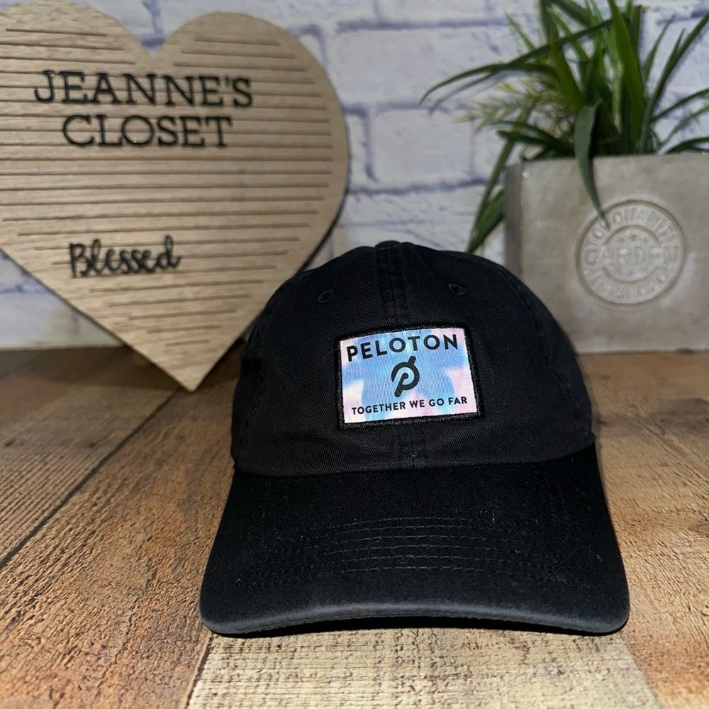 Peloton Logo Hat Baseball Cap Solid Black Workout… - image 1